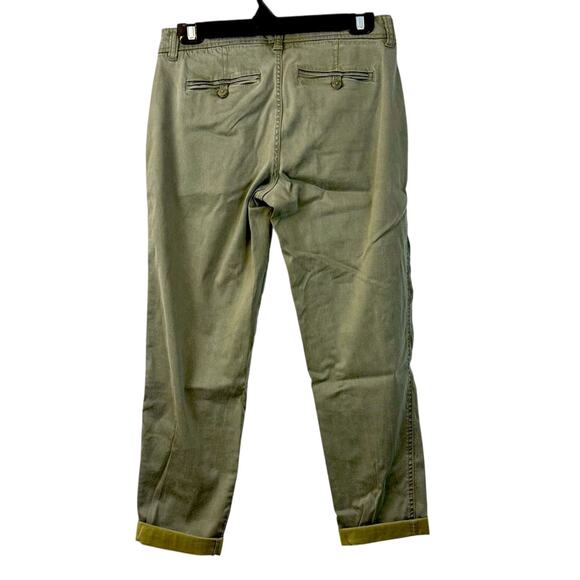 Liverpool Los Angeles Olive Green Boyfriend Cut Soft Khaki Pants Cuffed Ankle - Picture 2 of 16